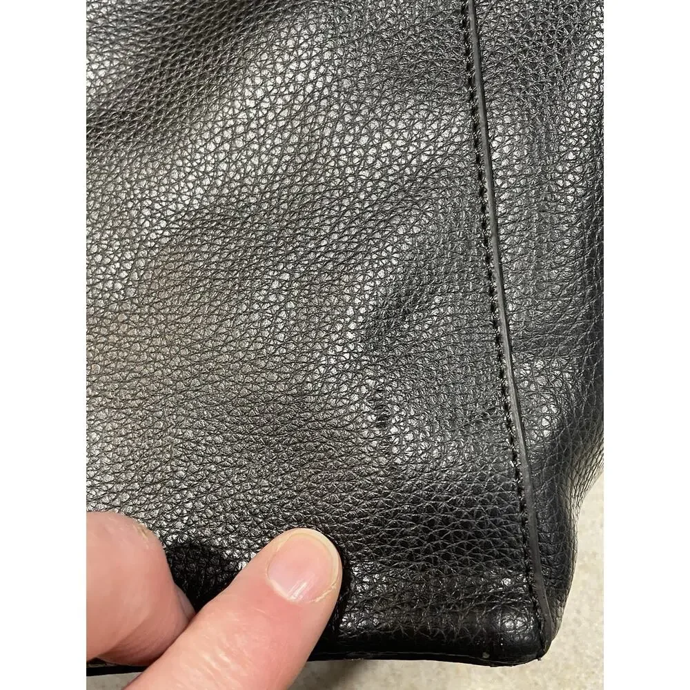 Steve Madden Black Leather Pebbled Tote + Matching Makeup Wristlet-Shoulder Bag
